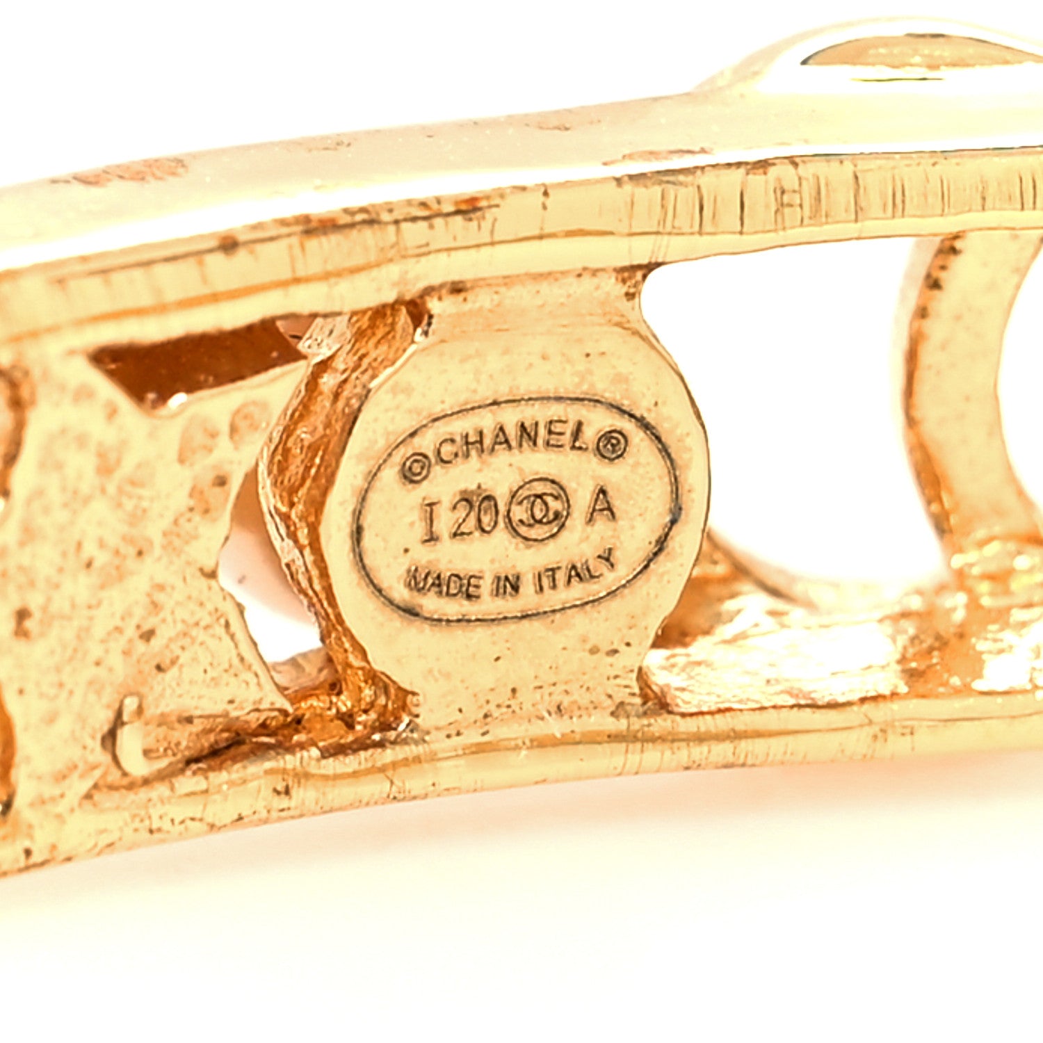 Chanel Pearl Crystal CC Star Cuff Bracelet Gold 4 of 5