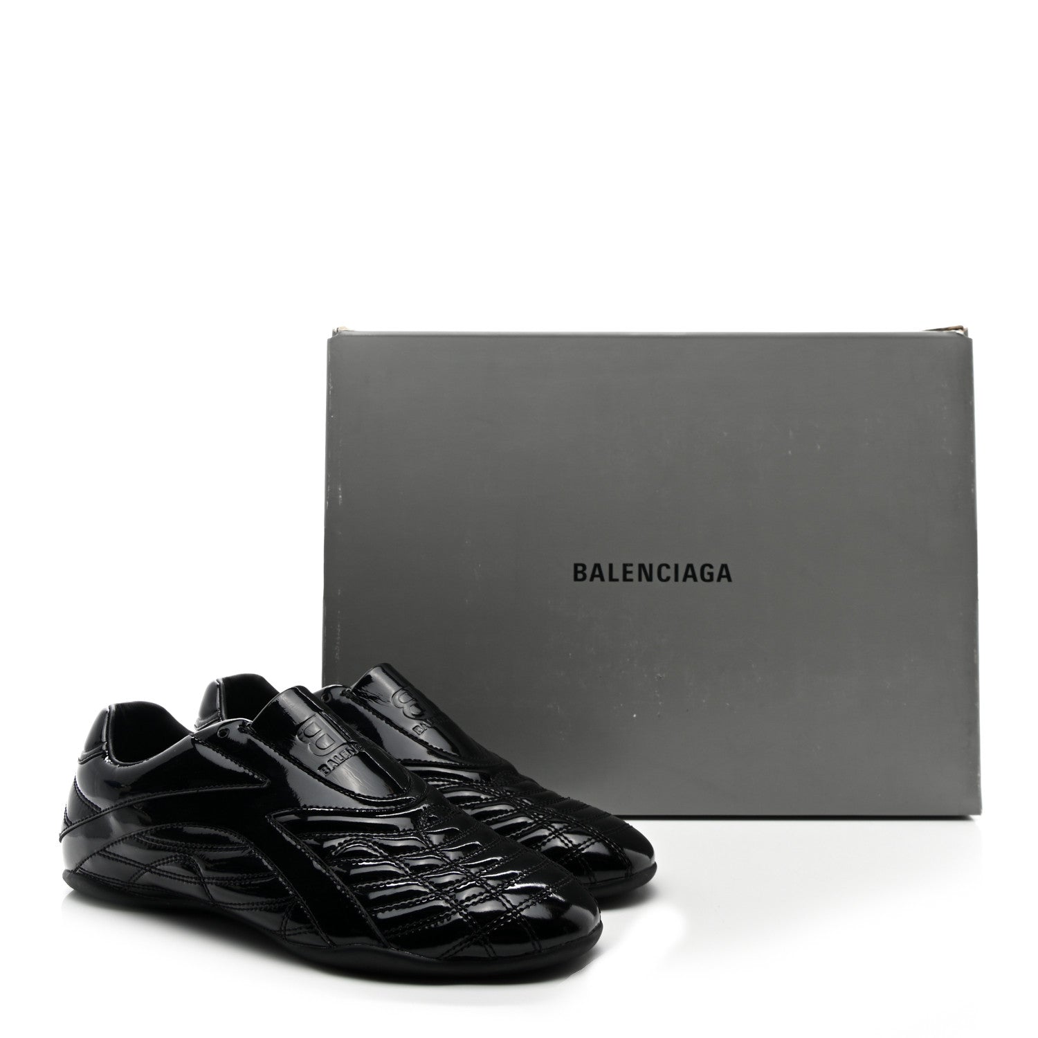 Balenciaga Patent Polyurethane Womens Zen Sneakers 39 Black 10 of 10