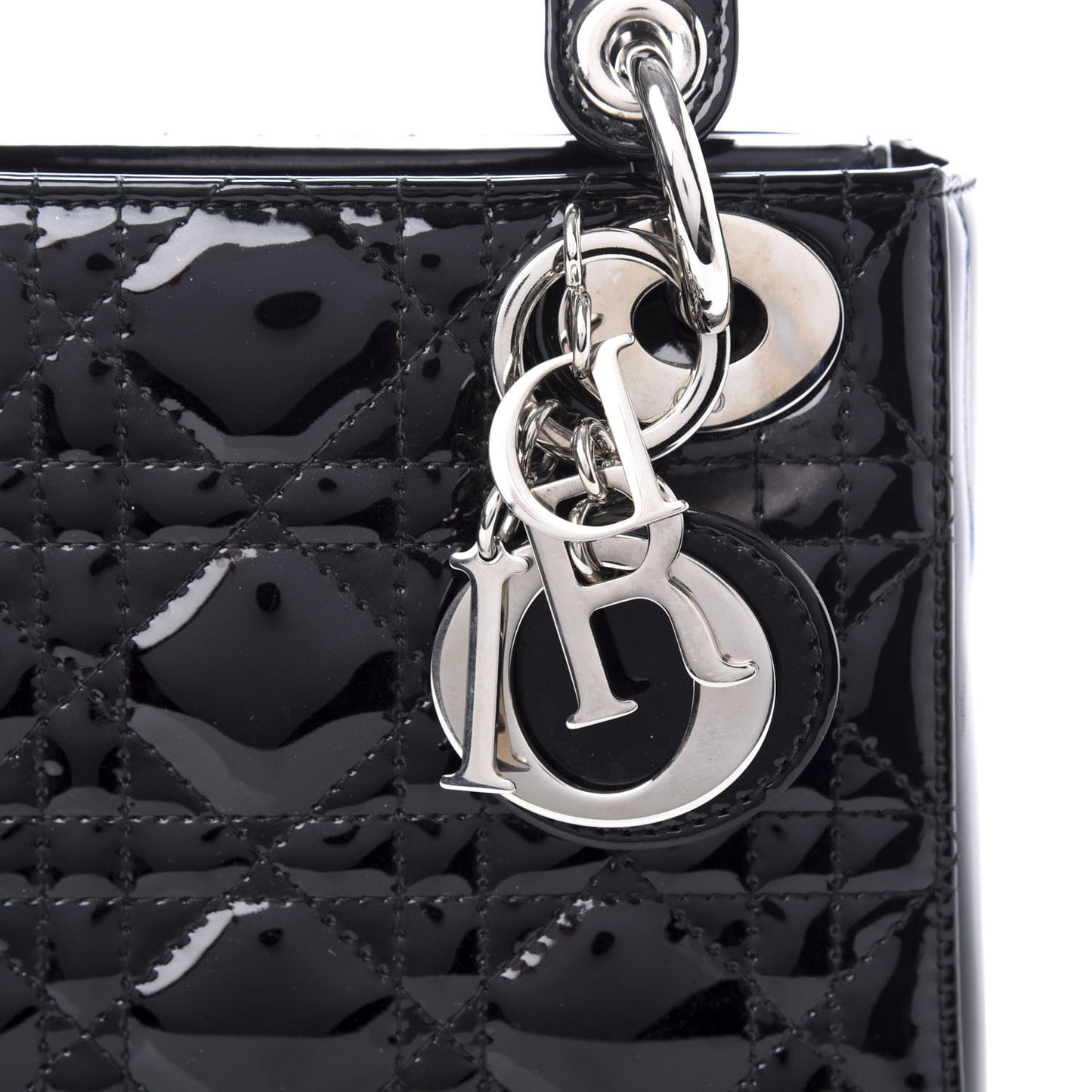 Patent Cannage Mini Lady Dior Black