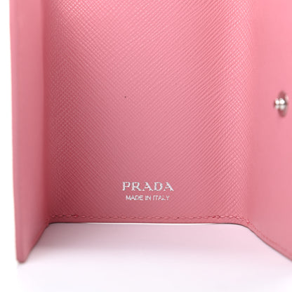 Prada Saffiano Small Ramage Tri-Fold Wallet Petalo Rosso 7 of 10