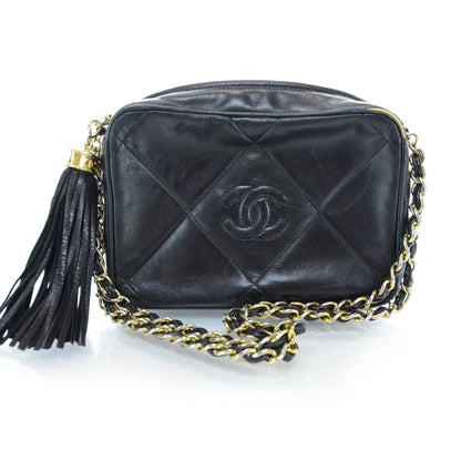 Chanel Lambskin Quilted Camera Tassel Case Black 1 of 10