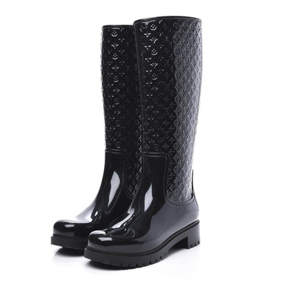 Louis Vuitton Rubber Embossed Monogram Splash Rain Boots 38 Black 2 of 8