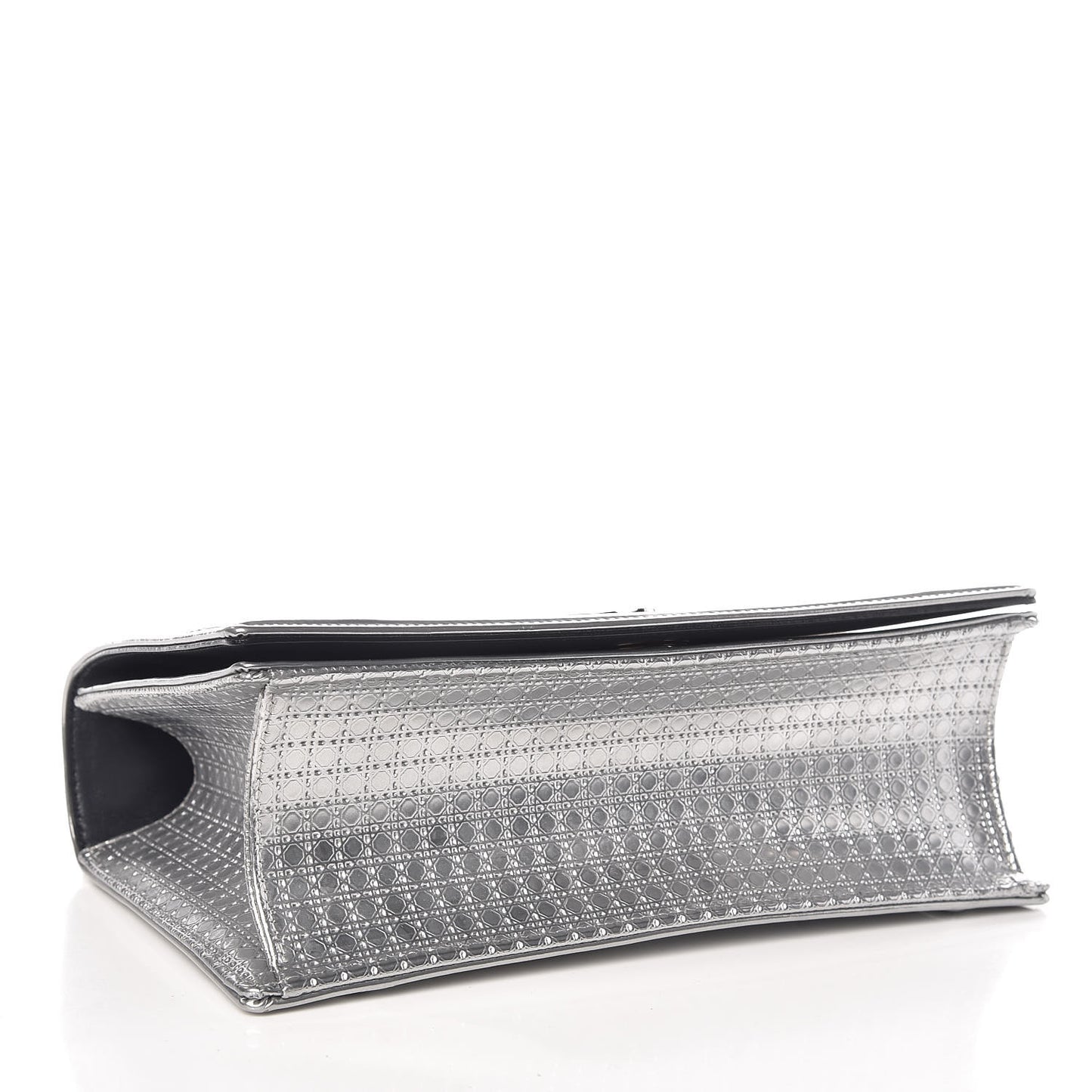 Metallic Patent Micro-Cannage Medium Diorama Flap Bag Silver