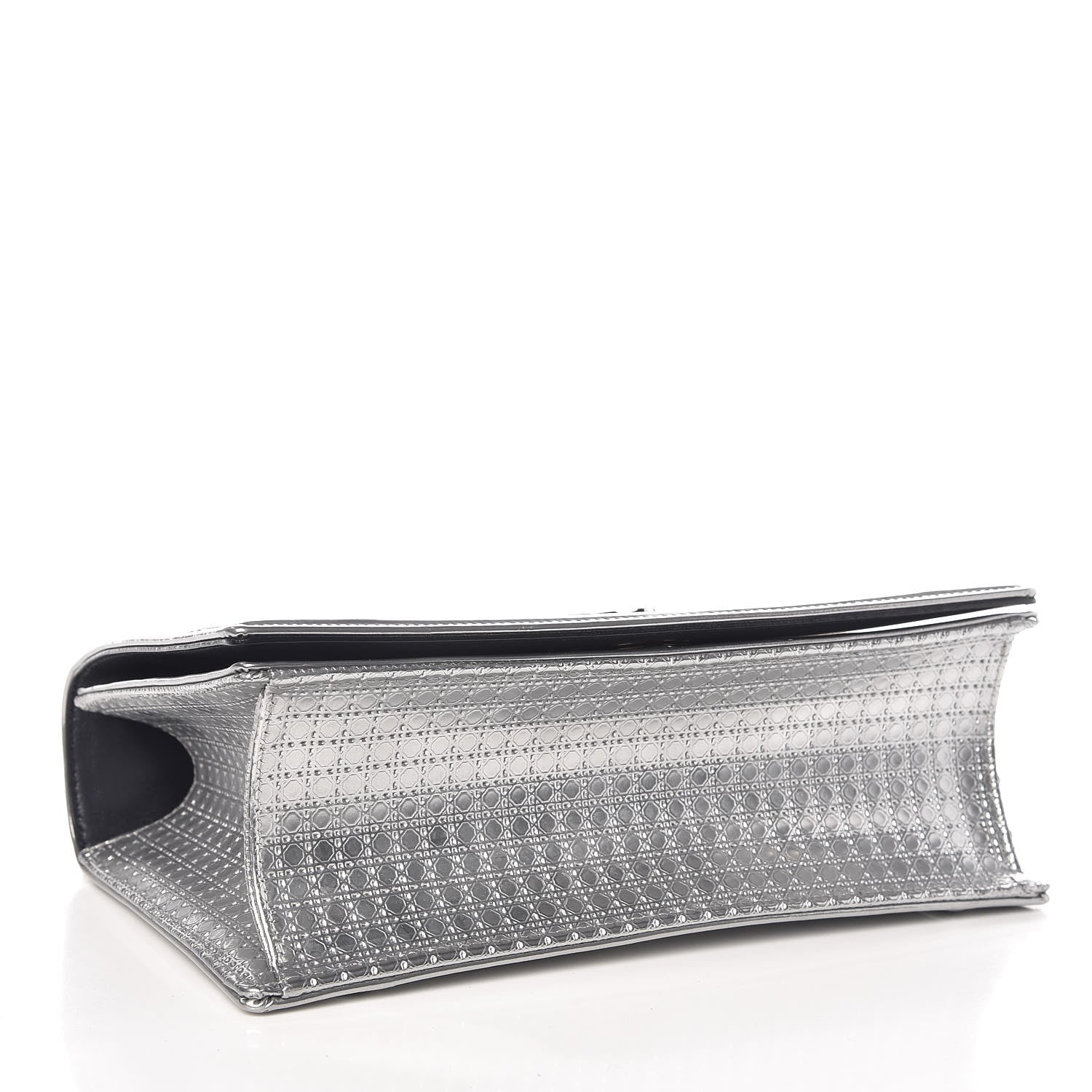 Christian Dior Metallic Patent Micro-Cannage Medium Diorama Flap Bag Silver 4 of 10