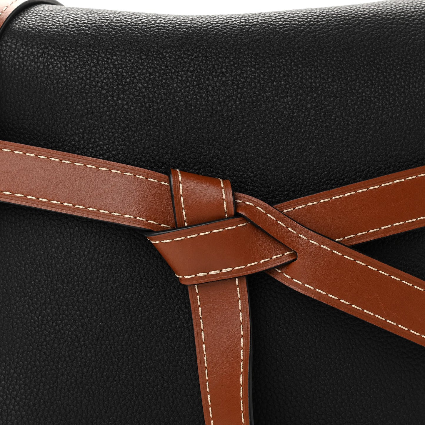 Grained Calfskin Small Gate Crossbody Bag Pecan Black
