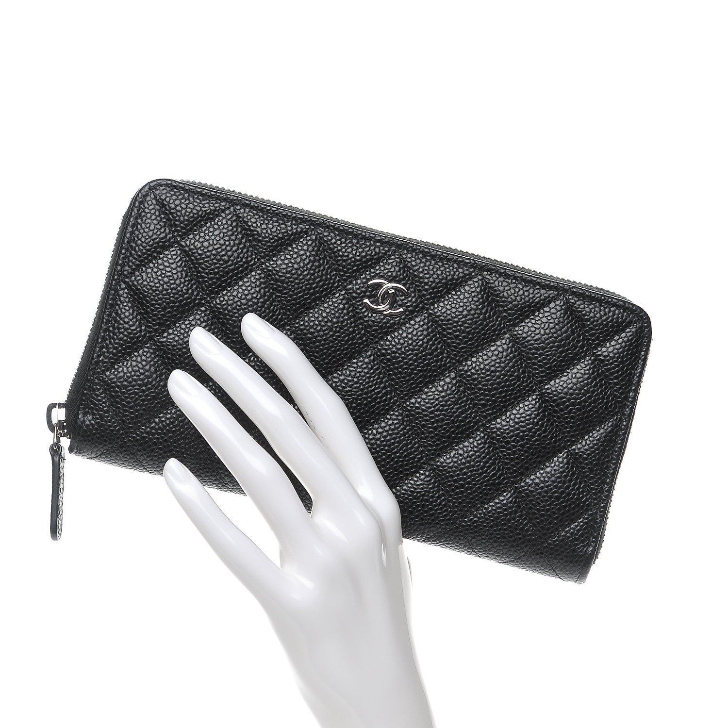 Chanel Caviar Quilted Large Gusset Zip Around Wallet Black 2 of 9