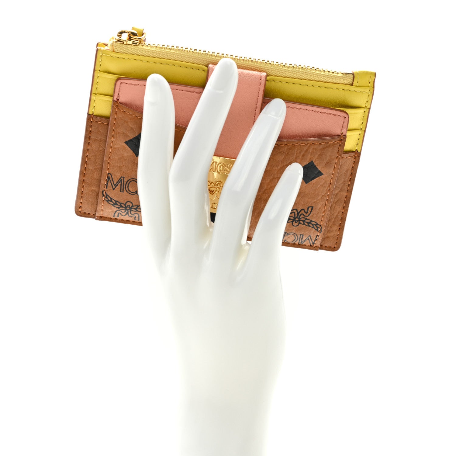 MCM Visetos Patricia Card Case Pink Yellow 2 of 6