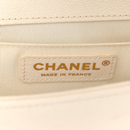 Chanel Caviar Chevron Quilted Small Boy Flap White 6 of 10