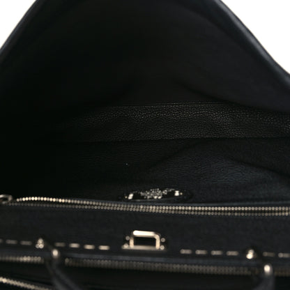 Fendi Cuoio Romano Selleria Metal Stitch Large Mens Peekaboo Iconic Essential Satchel Black 5 of 11