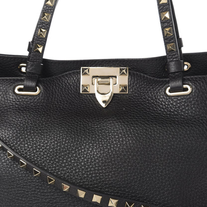 Valentino Garavani Grained Calfskin Small Rockstud Tote Black 10 of 10