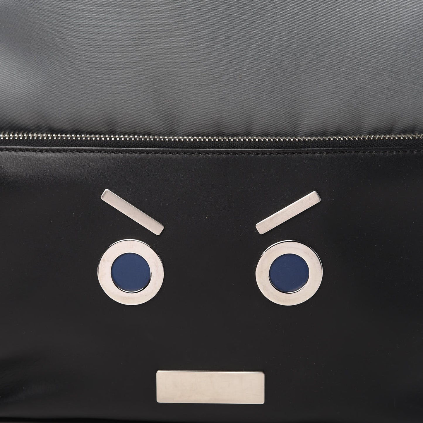 Nylon Calfskin Faces No Words Emoticon Backpack Grey Black