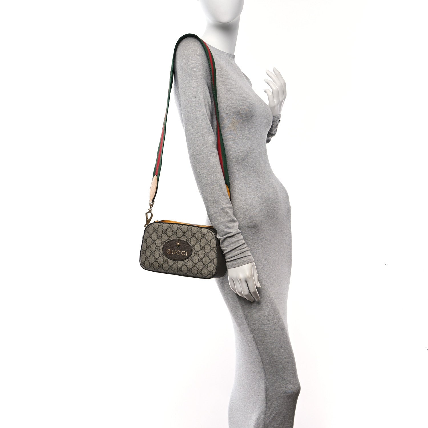 Gucci GG Supreme Monogram Web Neo Vintage Shoulder Bag Beige New Acero Crop 2 of 10