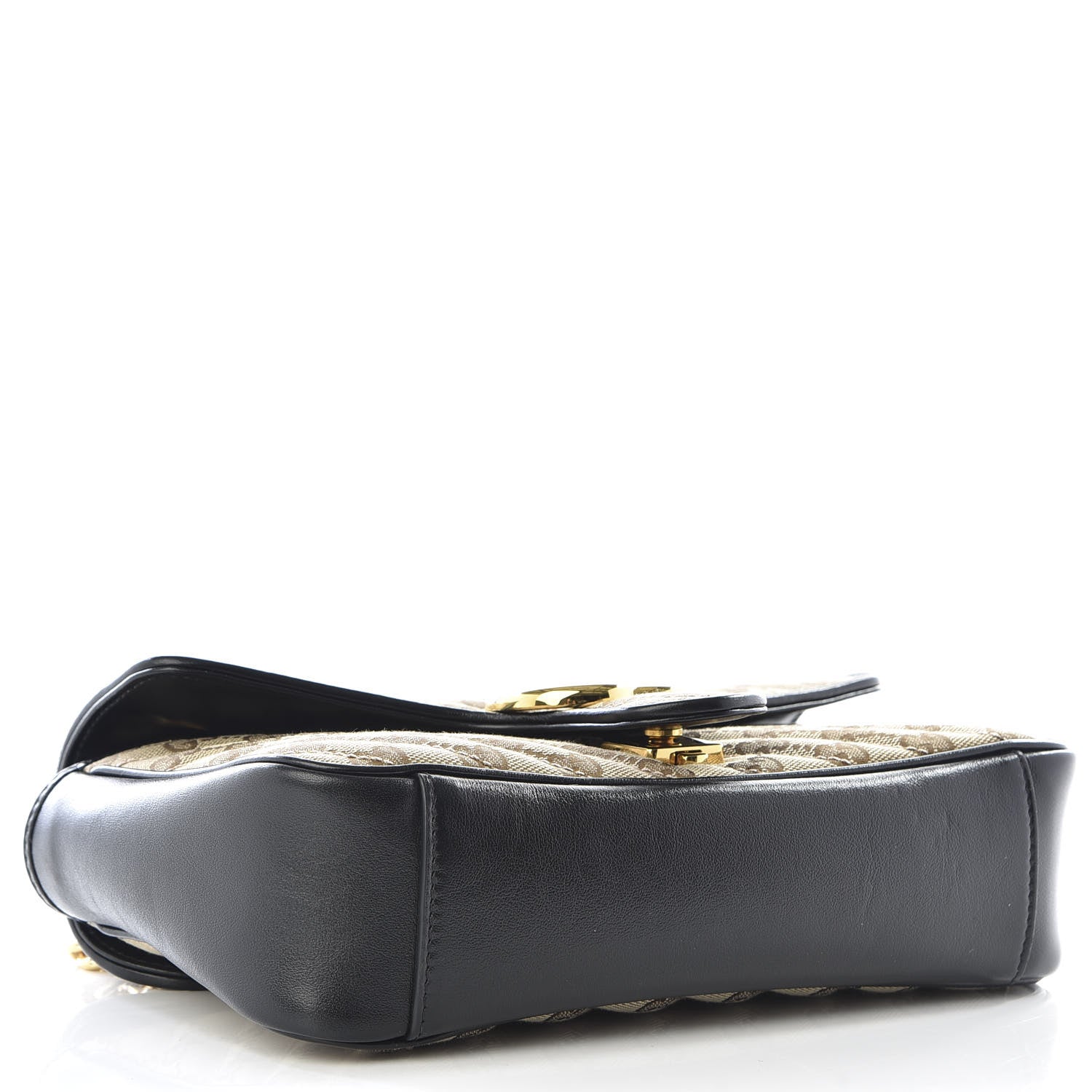 Gucci Monogram Matelasse Diagonal Small GG Marmont Shoulder Bag Beige Black 3 of 9