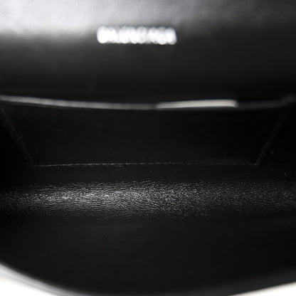 Balenciaga Grained Calfskin Logo Cash Phone Holder Wallet On Chain Black White 5 of 9