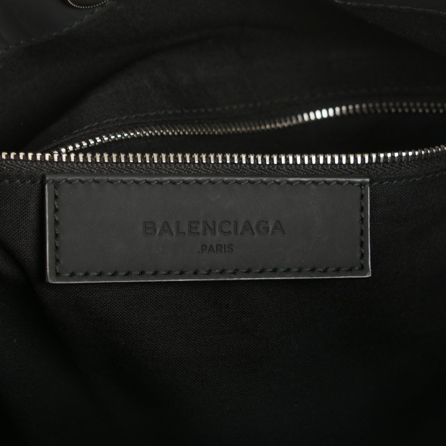Rubber Calfskin Canvas Navy Tote Black