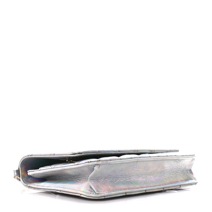 Chanel Iridescent Goatskin Quilted Wallet On Chain WOC Silver 4 of 12