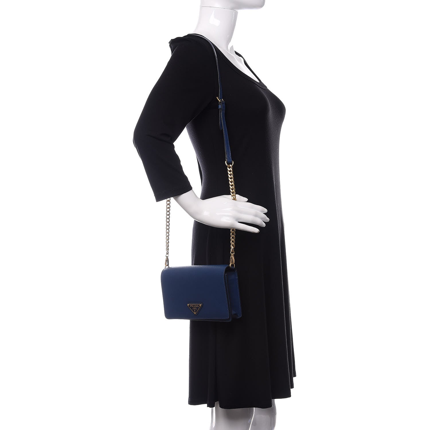 Prada Saffiano Soft Calf Chain Crossbody Bag Bluette 2 of 10