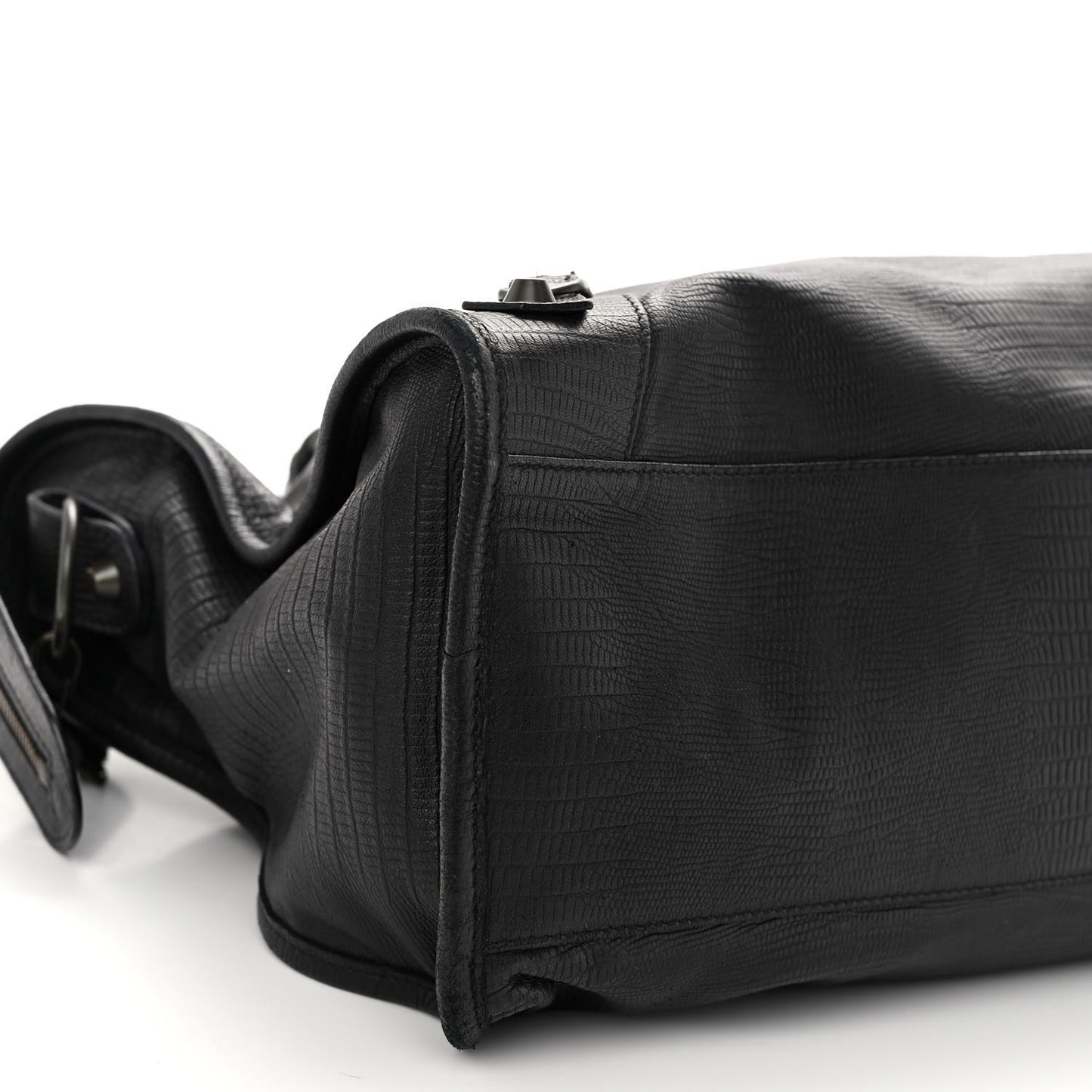 Calfskin Lizard Embossed Classic Hardware City Black