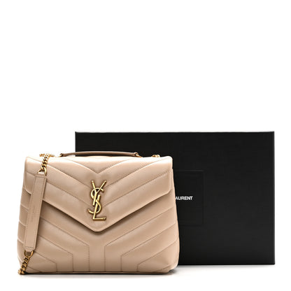 Saint Laurent Calfskin Y Quilted Monogram Small Loulou Chain Satchel Dark Beige 11 of 11