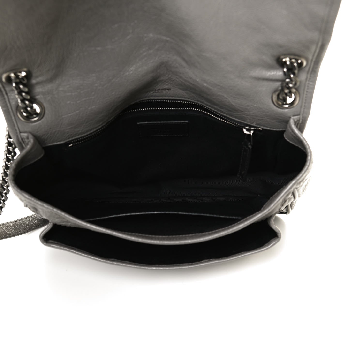 Saint Laurent Crinkled Calfskin Matelasse Monogram Medium Niki Chain Satchel Fog 4 of 10