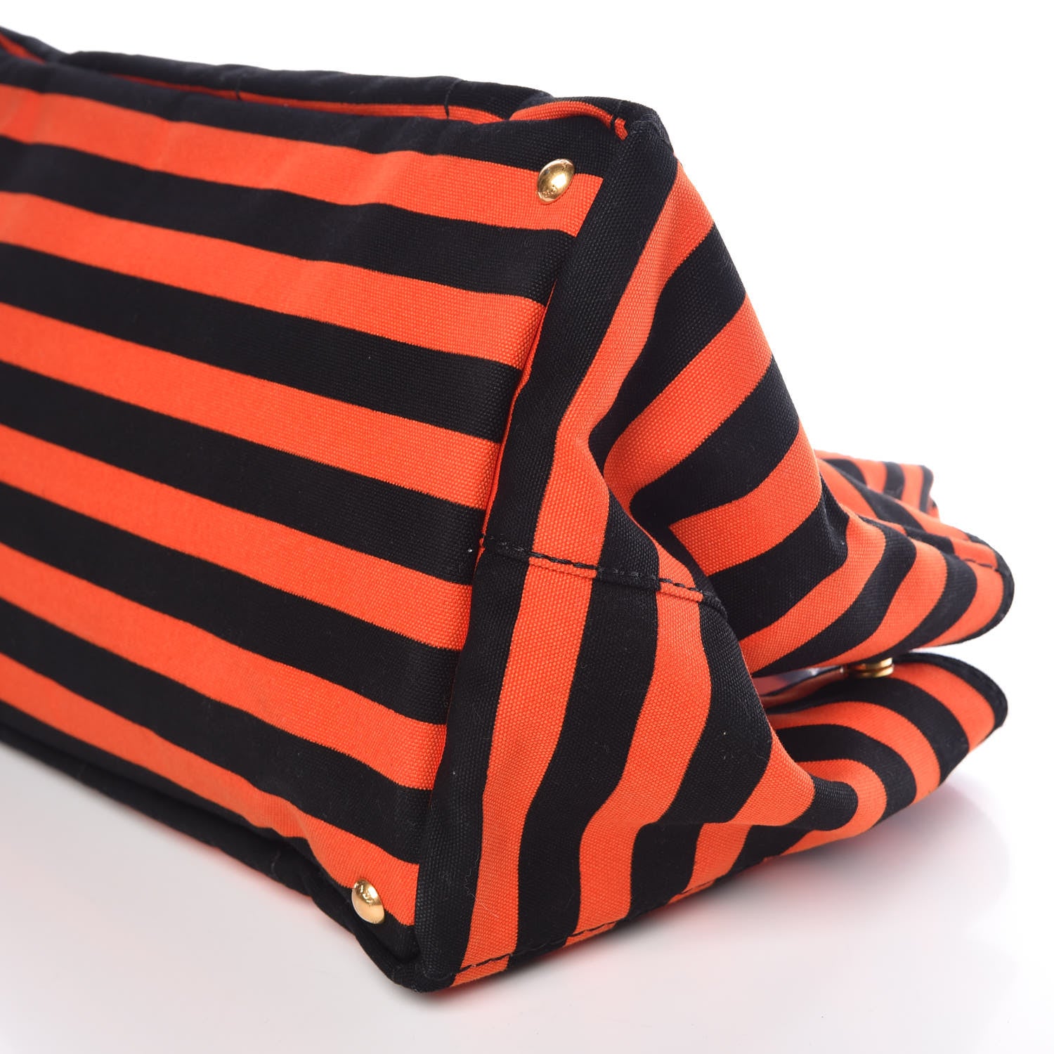 Prada Canapa Striped Tote Arancio 9 of 9