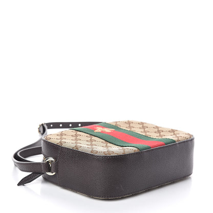 Gucci GG Supreme Monogram Web Small Webby Bee Shoulder Bag Dark Brown 4 of 9