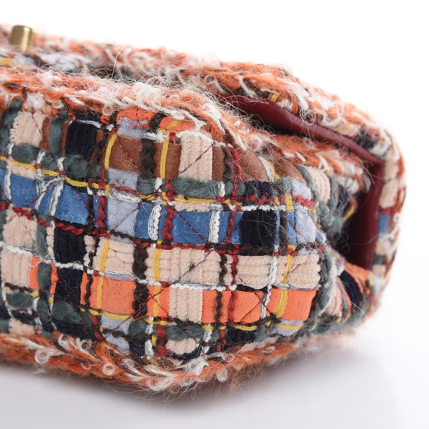 Tweed Quilted Mini Rectangular Flap Blue Orange Navy Beige