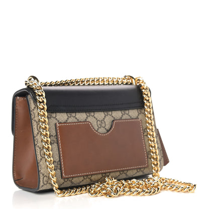 Gucci GG Supreme Monogram Calfskin Small Padlock Shoulder Bag Beige Black Cuir 3 of 9
