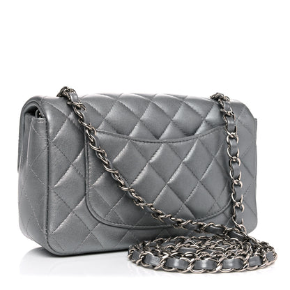 Chanel Metallic Lambskin Quilted Mini Rectangular Flap Silver 3 of 10