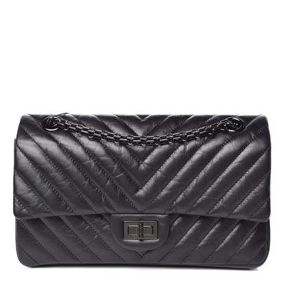 Chanel Aged Calfskin Chevron Quilted 2.55 Reissue 225 Flap So Black 1 of 9