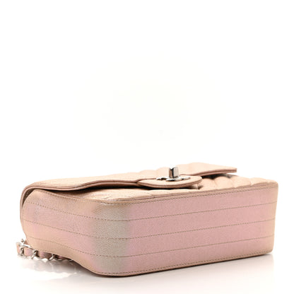 Chanel Iridescent Caviar Chevron Quilted Mini Rectangular Flap Light Gold 4 of 16