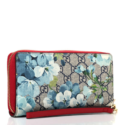 Gucci GG Supreme Monogram Blooms Wrist Wallet Blue 3 of 7