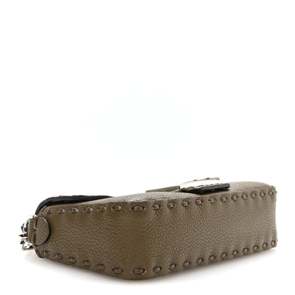 Fendi Cuoio Roma Sellerissima Nappa Sintetica Tape Stitch Mini Baguette Wood 3 of 9