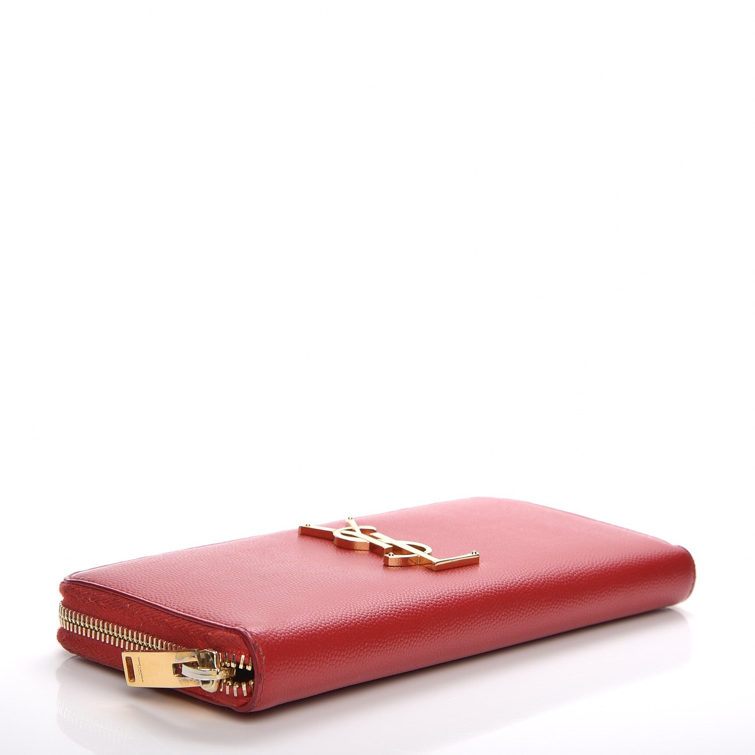 Saint Laurent Grain De Poudre Monogram Zip Around Wallet Red 4 of 8