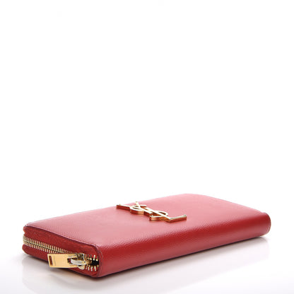 Saint Laurent Grain De Poudre Monogram Zip Around Wallet Red 4 of 8