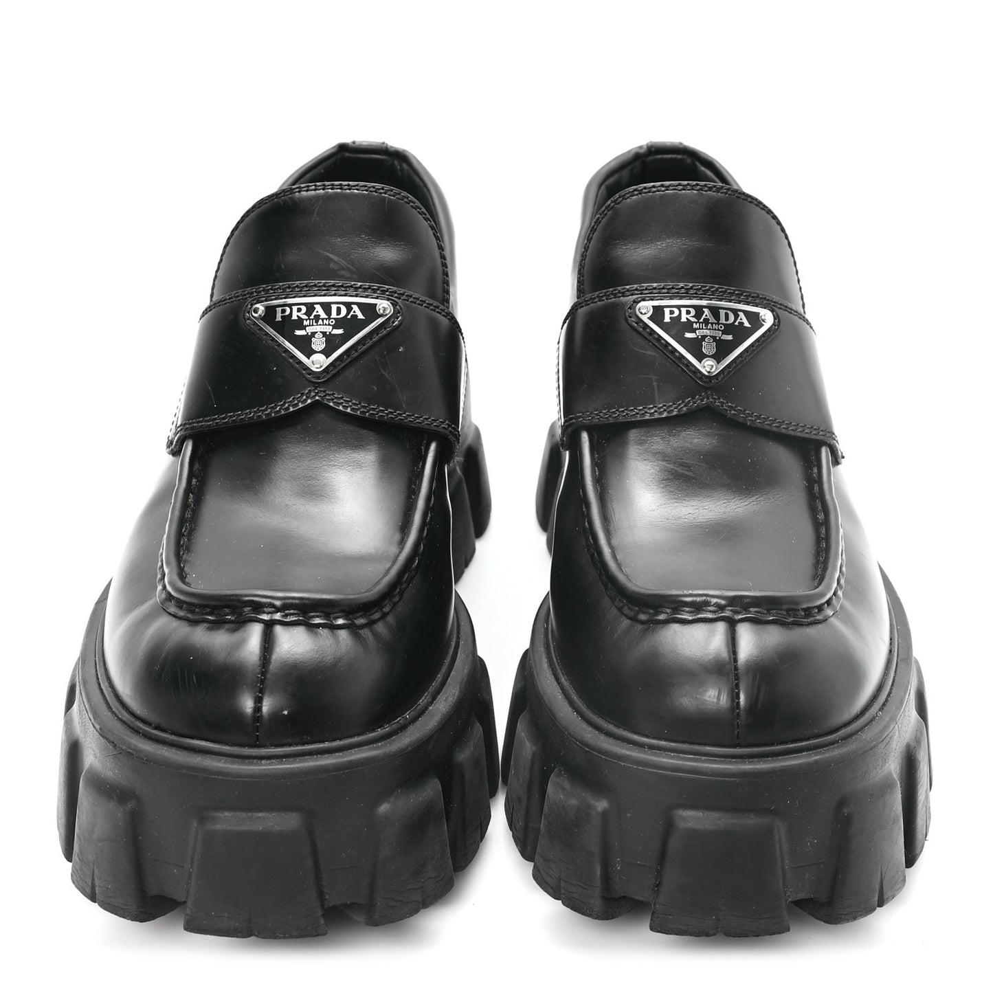 Spazzolato Rois Metal Triangle Logo Monolith 55mm Loafers 38.5 Black 38.5 Black