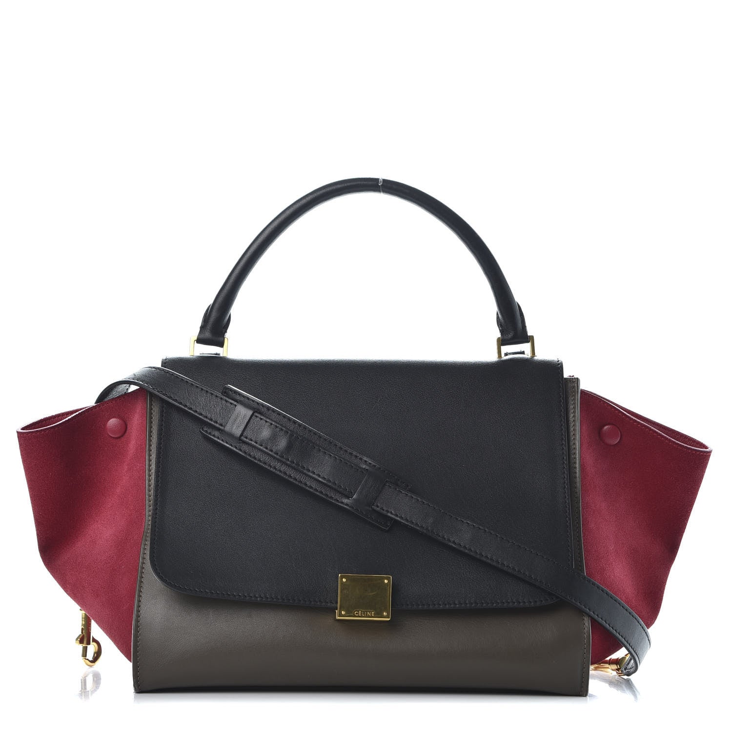 Celine Calfskin Suede Medium Tri-Color Trapeze 1 of 8