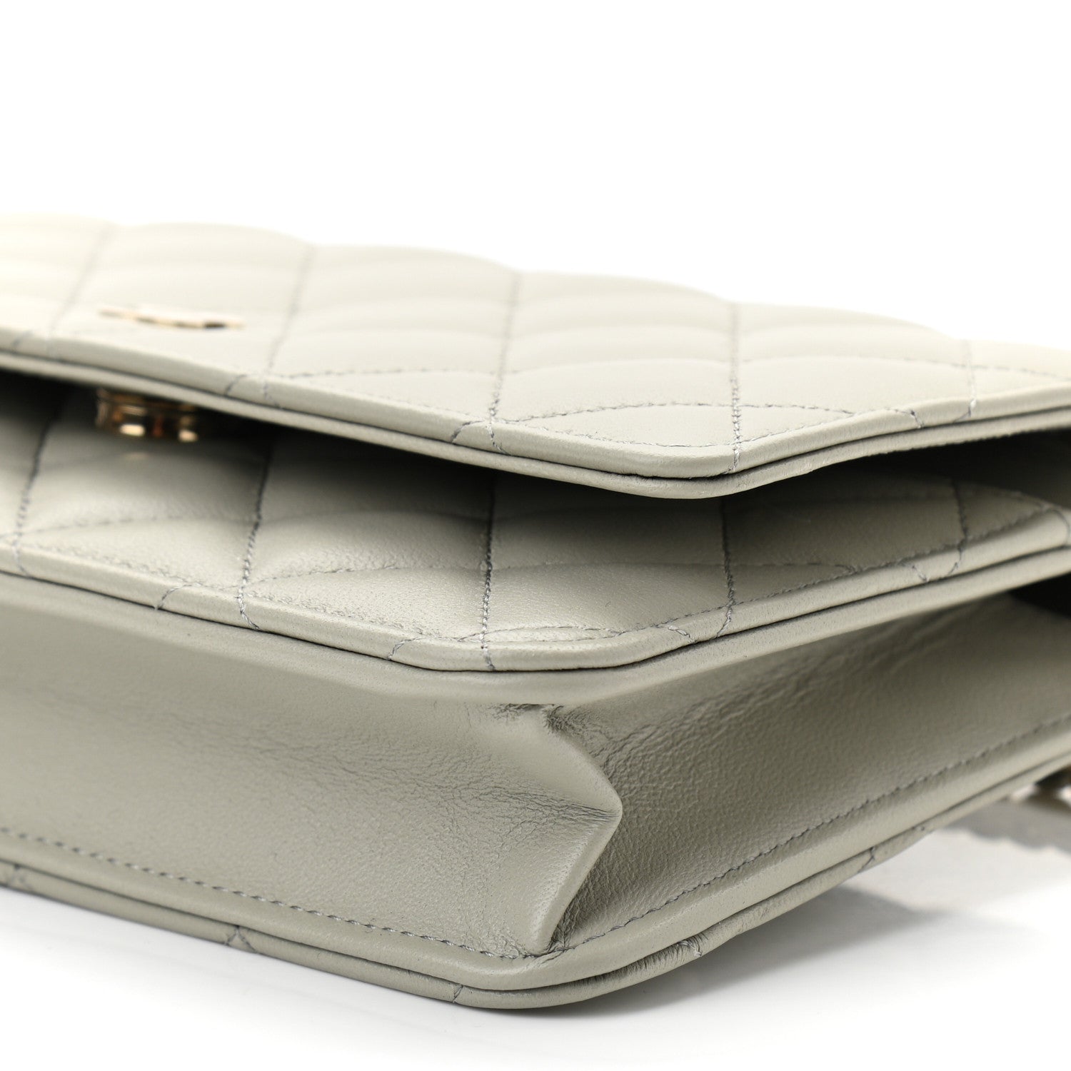 Chanel Lambskin Quilted Wallet On Chain WOC Grey 11 of 12