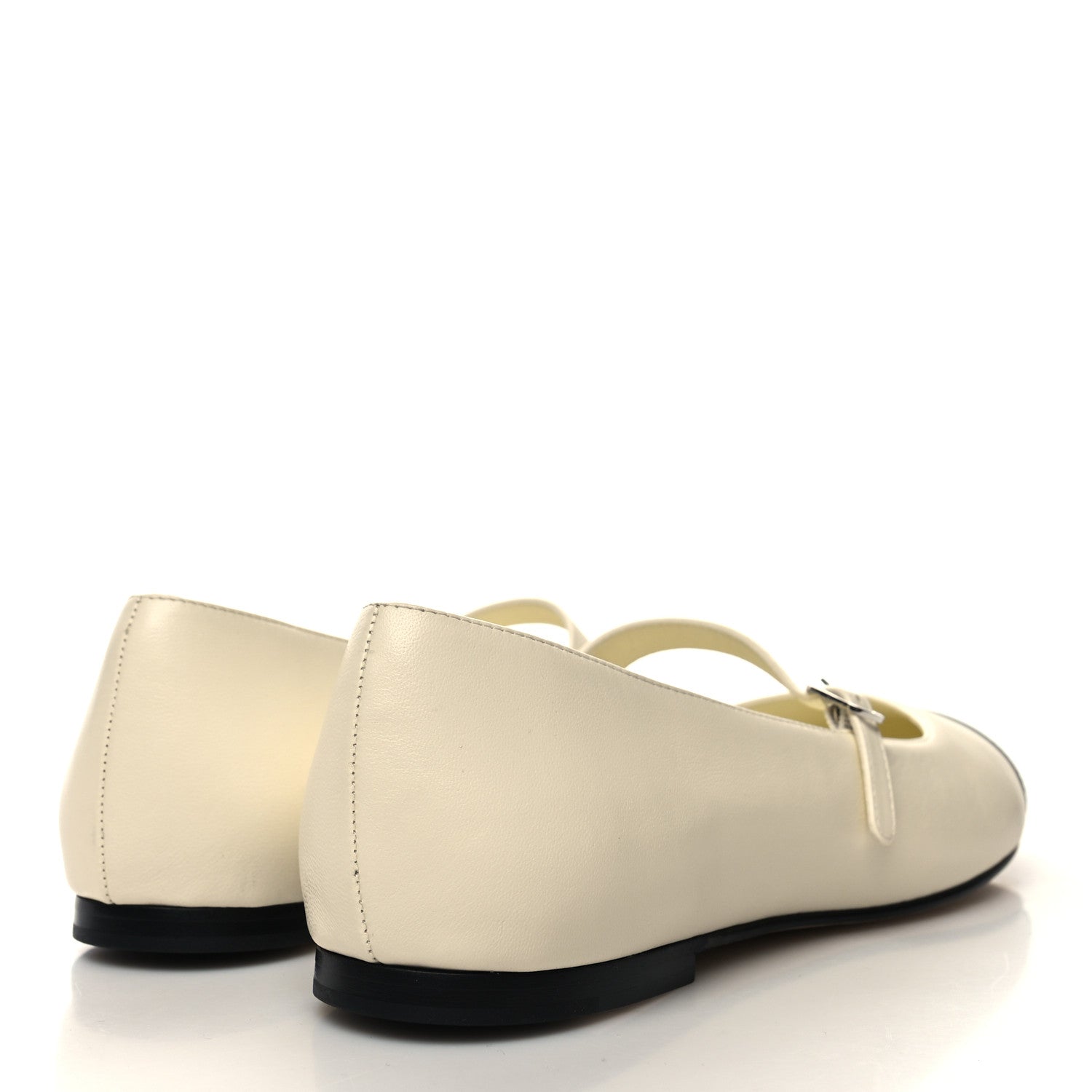Chanel Lambskin Crystal Cap Toe CC Flats 39.5 Ivory Black 4 of 9