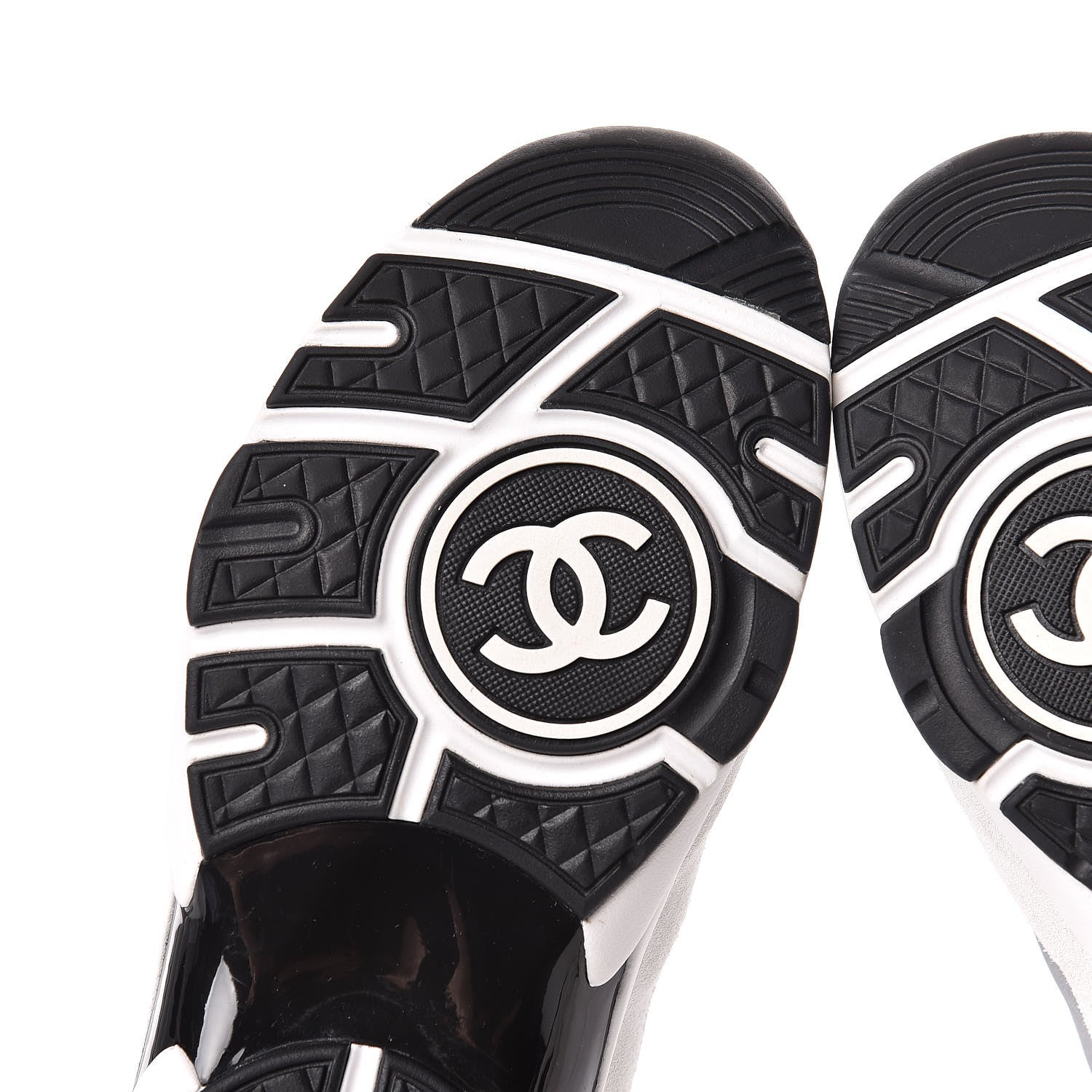Chanel Suede Calfskin CC Sneakers 38.5 White Silver Fluo Pink 8 of 11