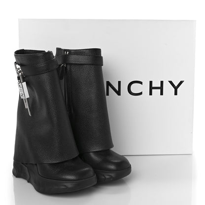 Givenchy Grained Calfskin Shark Lock Biker Ankle Boots 36 Black 9 of 9
