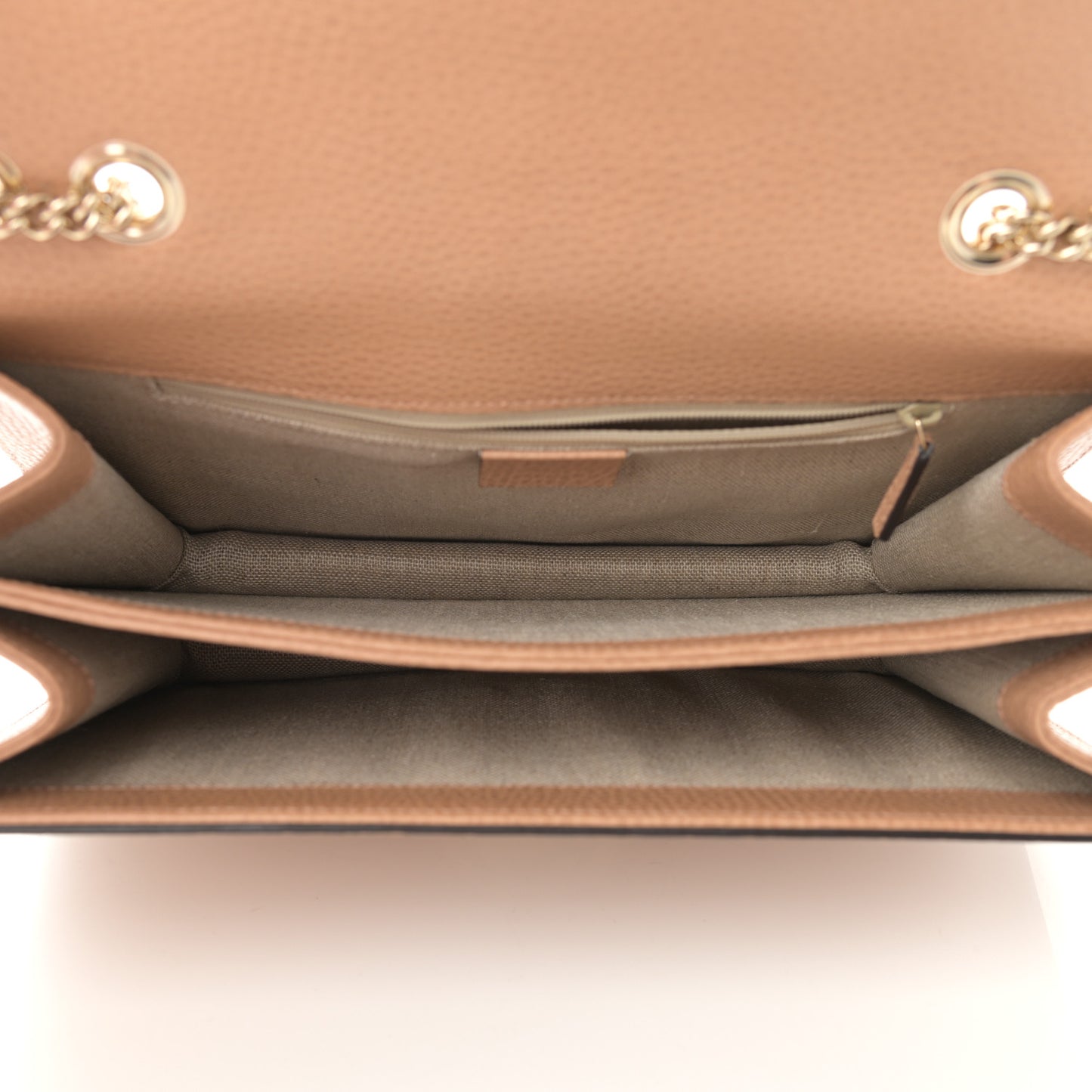 Dollar Calfskin Interlocking G Shoulder Bag Camelia