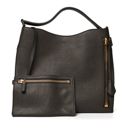 Tom Ford Pebbled Calfskin Alix Padlock Zip Hobo Bag Brown 1 of 10