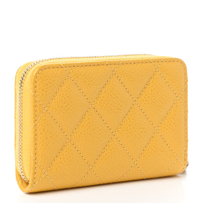 Chanel Caviar Quilted Zip Coin Purse Yellow 3 of 7
