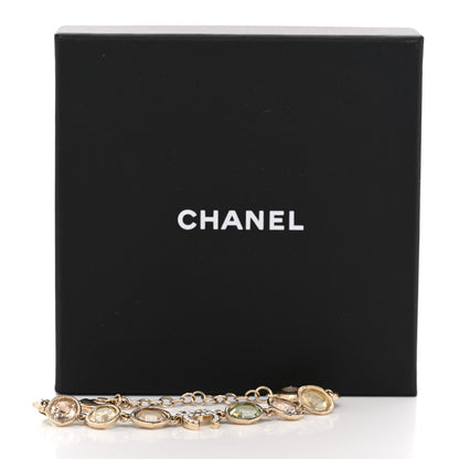Chanel Metal Glass Crystal Strass Pearl CC Chain Bracelet Gold Multicolor Pearly White 5 of 5