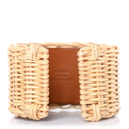 Hermes Wicker Barenia Medor Picnic Cuff Bracelet T2 Fauve 2 of 4