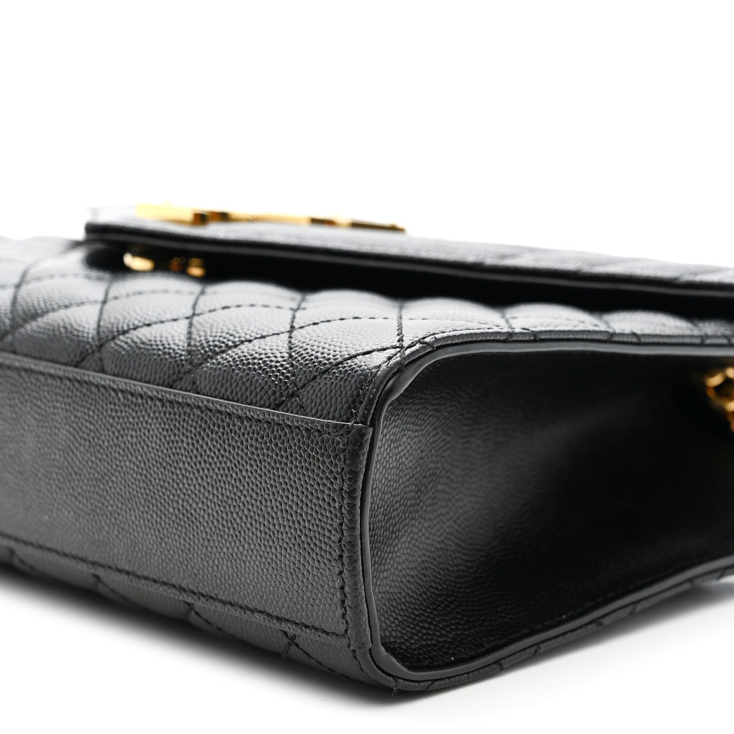 Saint Laurent Grain De Poudre Textured Mixed Matelasse Triquilt Medium Monogram Satchel Black 10 of 11