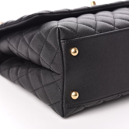 Chanel Caviar Lizard Embossed Quilted Small Coco Handle Flap Black 9 of 11