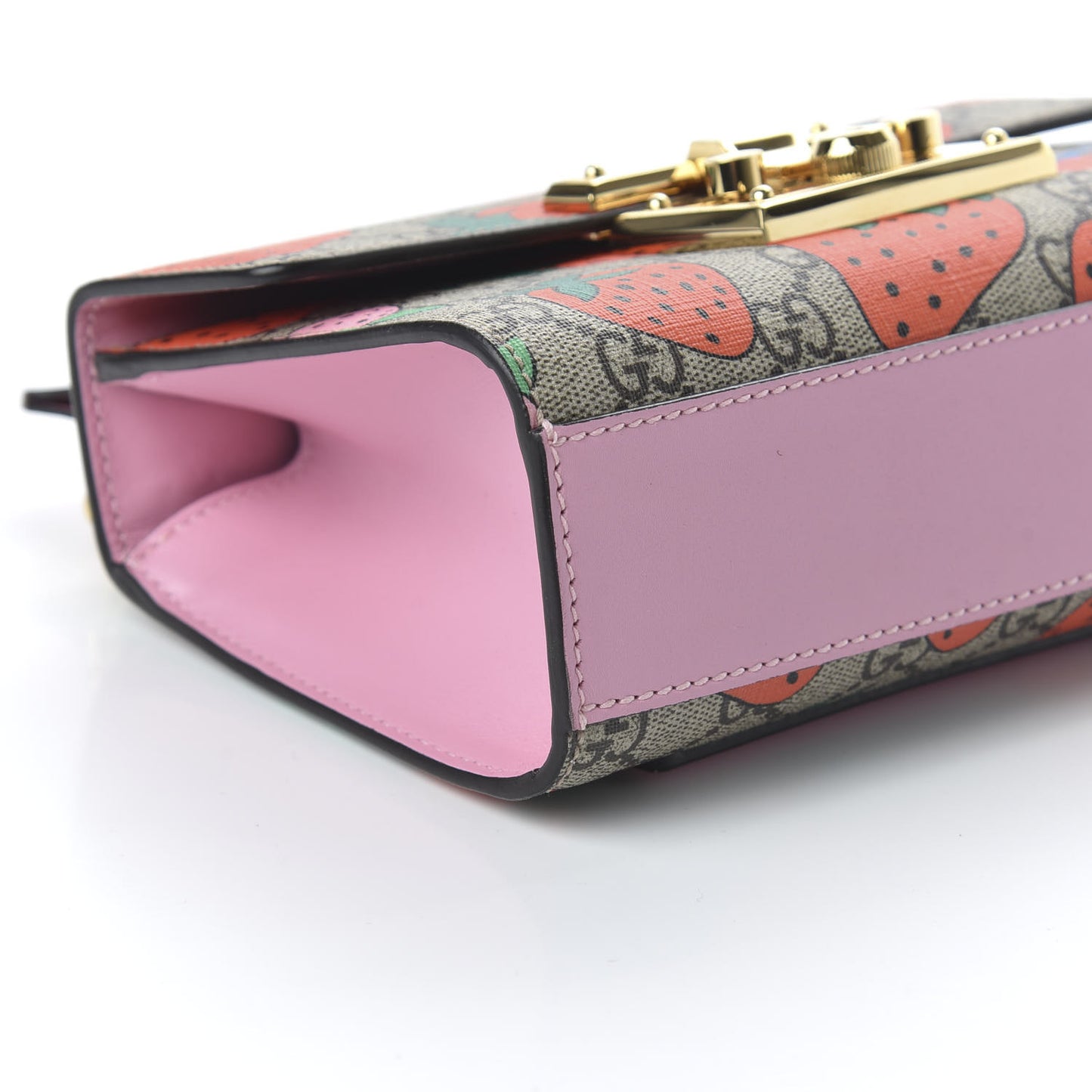 GG Supreme Monogram Strawberry Small Padlock Shoulder Bag