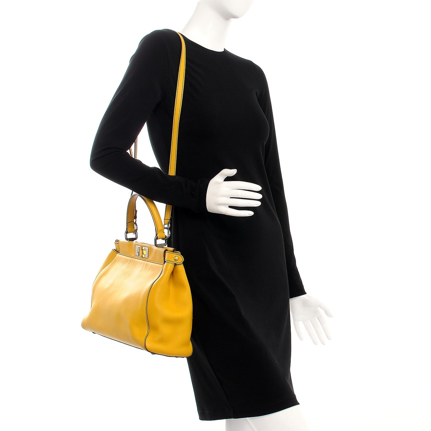 Vitello Zucca Large Peekaboo Iconic Satchel Yellow Tobacco